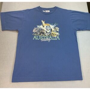 Vintage 90s Wildlife Australia T Shirt Blue Size XL Made in Australia